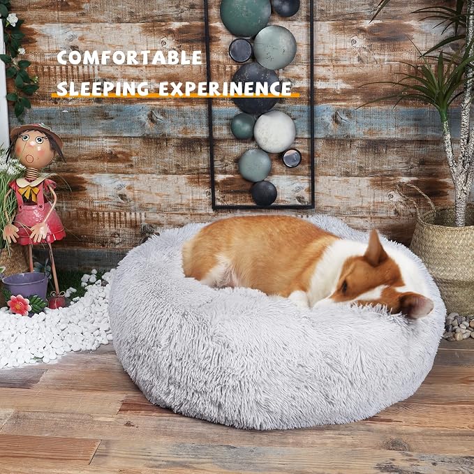 Calming Dog Bed for Medium Dogs Washable Donut 30 inches Anti-Slip Pet Bed - Image 6