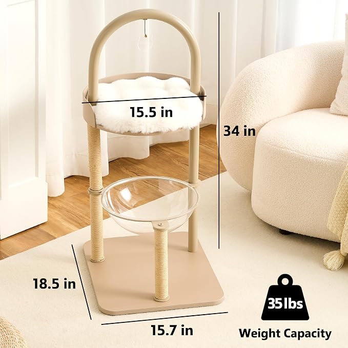 Modern Cat Tree Tower for Indoor Cats up to 12lbs, Wood Cat Bed - Image 7