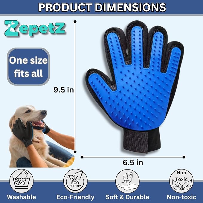 Pet Hair Remover Gloves – Blue, Reusable Grooming Gloves - Image 9