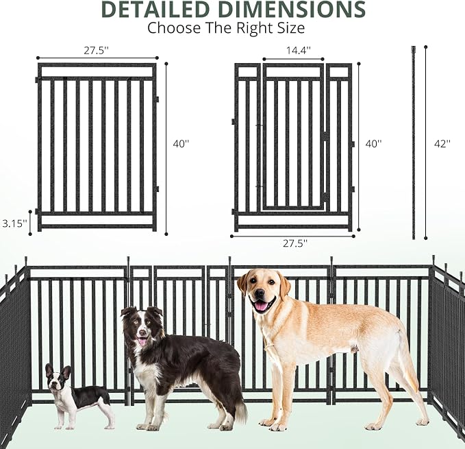 Dog Fence Outdoor for Yard Dog Playpen Indoor 40" Height 16 Panels Portable - Image 4