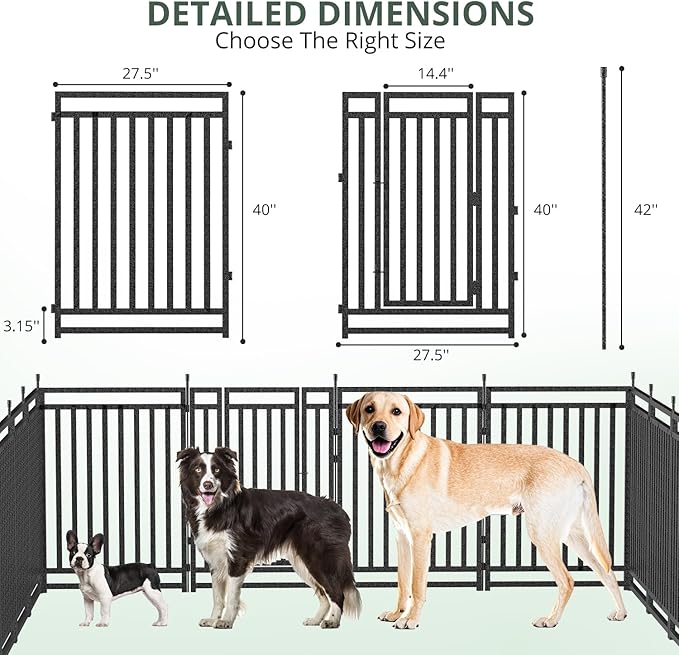 Metal Dog Fence Outdoor for Yard Indoor Dog Playpen 40" Height 24 Panels - Image 4