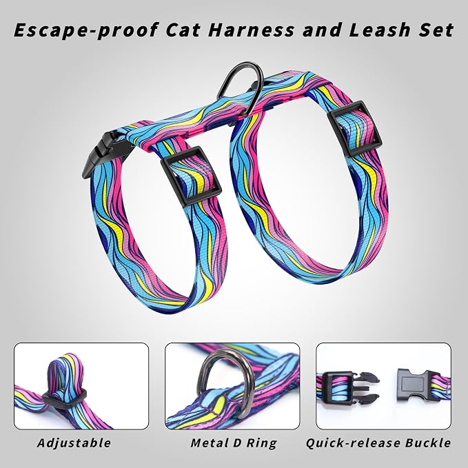 Cat Harness and Leash Set, Adjustable Kitten Harness Escape Proof Cats Harness - Image 4