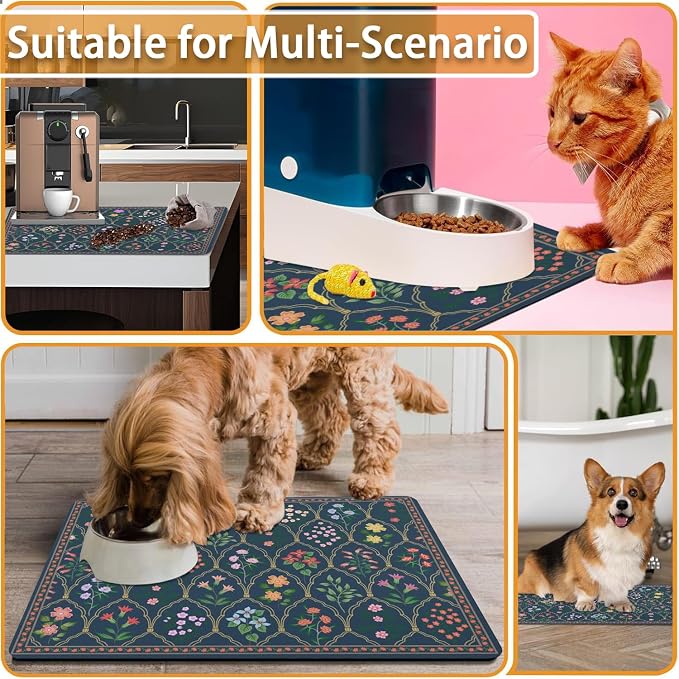 Absorbent Pet Dog Bowl Mat for Food and Water, Pet Cat Food Feeding Mat - Image 7