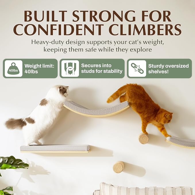 2-Pack Sisal Wall-Mounted Cat Climbing Wall Steps, Cat Wall Steps/Stairs - Image 4