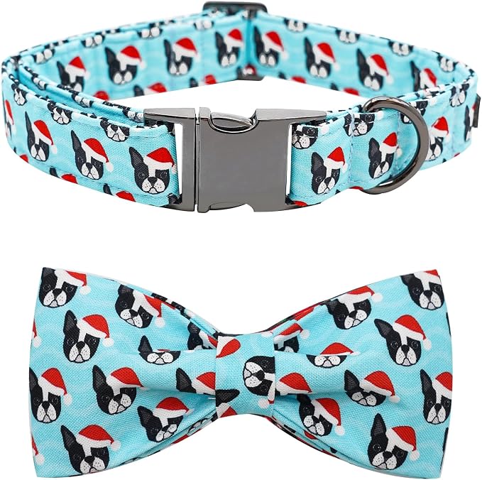 Dog Collar, Christmas Dog Collar Plaid Pet Collar Bow Holiday Bows Girl Boy by BoboRainbow