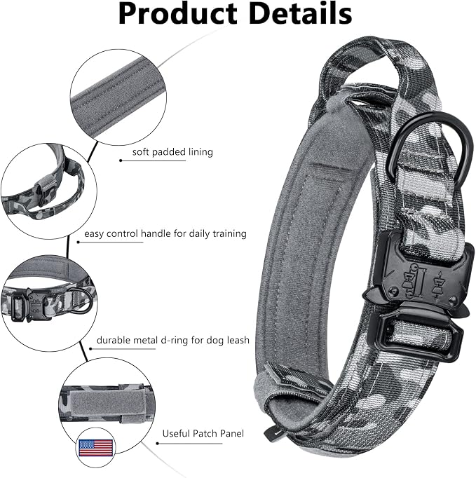 DAGANXI Tactical Dog Collar, Adjustable Military Training Nylon Dog Collar - Image 3