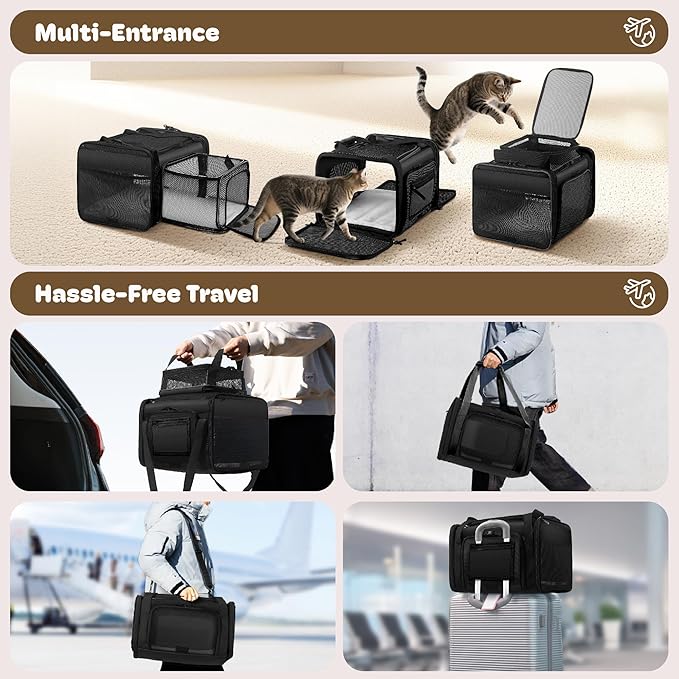 Top and 2 Sides Expandable Pet Carrier 17x11x9.5, TSA Airline Approved Small - Image 6