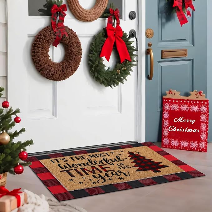 Tinideya 2 Pcs Door Mat Welcome Non Slip Coir Mats Floor Layering Doormats - Image 6