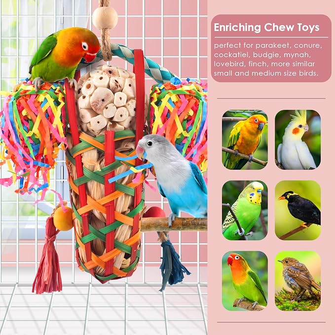 KATUMO Bird Toys Parakeet Toy Cockatiel Shredding Chew Conure Foraging Sola - Image 6