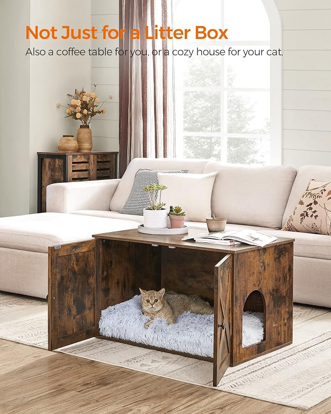 Feandrea Cat Litter Box Enclosure, Litter Box Furniture Hidden - Image 3