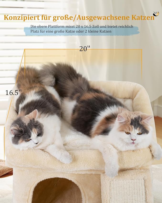 14in Cat Tree Tower with Large Perch, 20 * 16.5 Inch Top Bed - Image 2