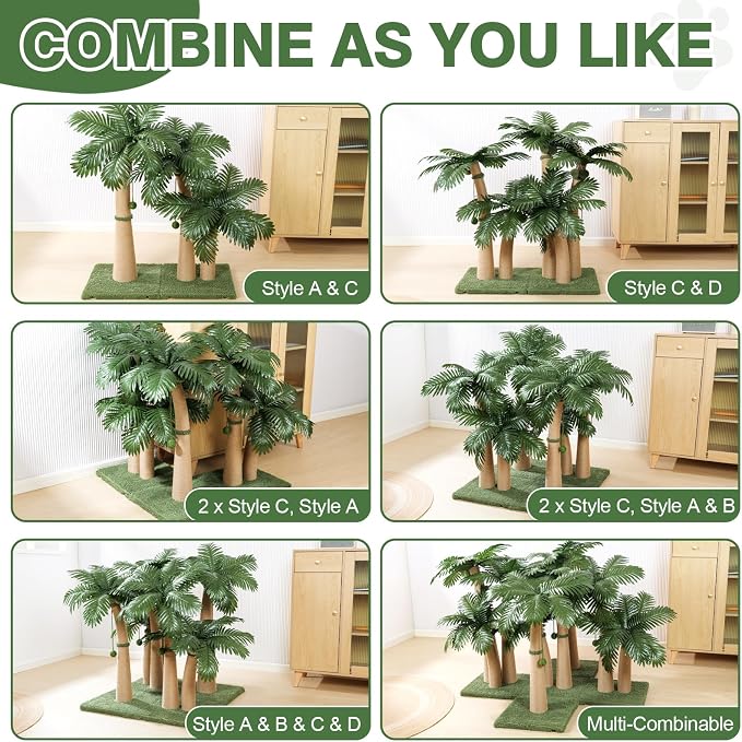 Palm Tree Cat Scratching Post, 5 Interactive Balls and 2 Curved Design - Image 6