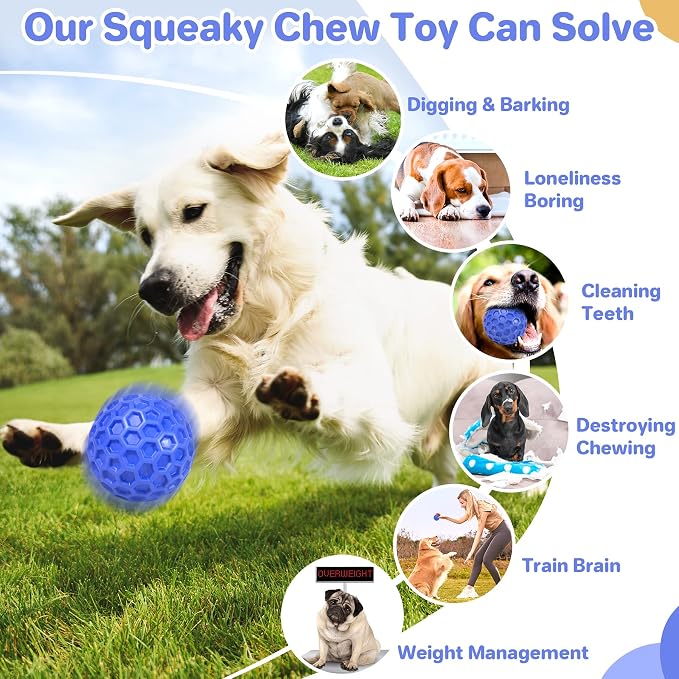 Indestructible Squeaky Dog Ball, Relieves Anxiety, Cleans Teeth, Interactive - Image 5