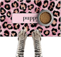 Puppy Feeding Mat 20x12 inch Pink Leopard Print Dog Bowl Placemat Non Slip Mat by HOMETITUTE