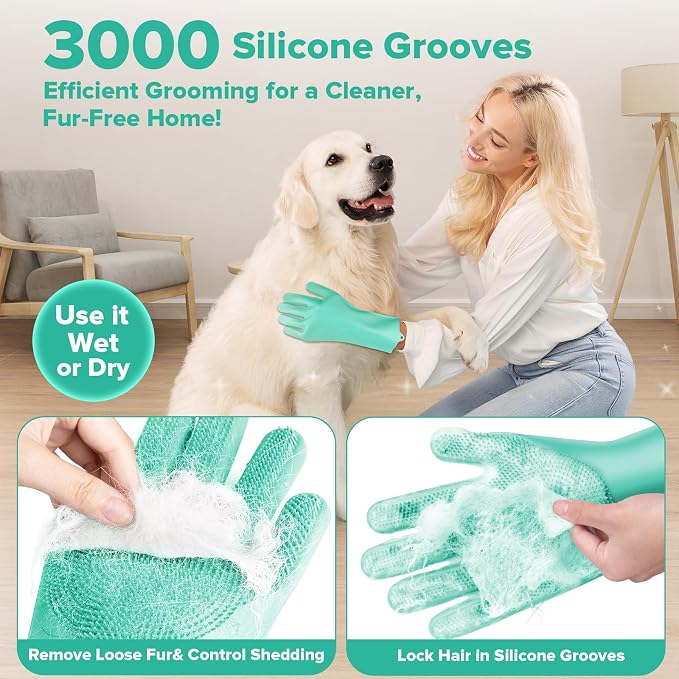 6PCS Pet Grooming Kit for Dogs, Cats and Horses | Dog Washing Gloves | Dog Bath - Image 3