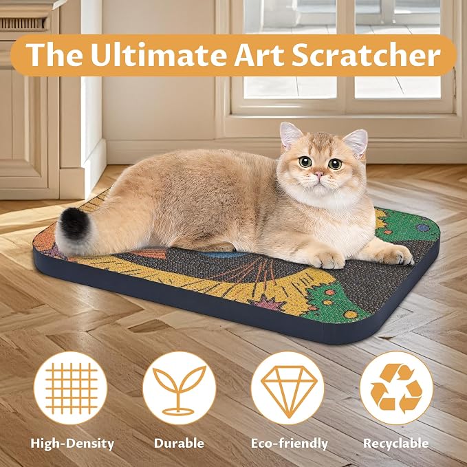2 Pack Art Cat Scratcher, Wall-Mountable Cat Scratch Pad, Cat Wall Scratcher - Image 4