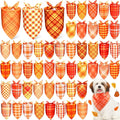 Abbylike 50 Pcs Orange Plaid Dog Bandanas Bulk Check Pattern Bandanas by Abbylike