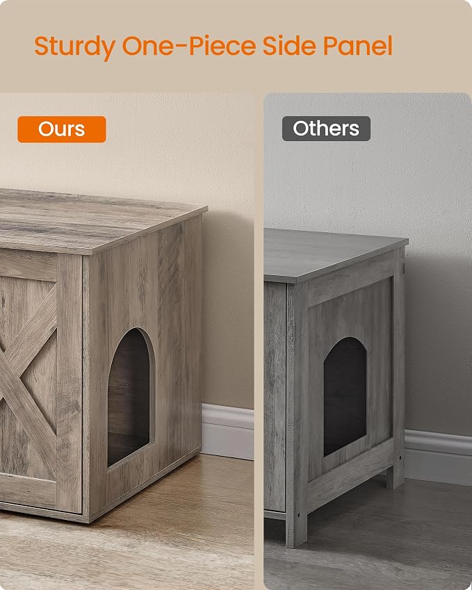 Feandrea Cat Litter Box Enclosure, Litter Box Furniture Hidden, Indoor Cat House - Image 6