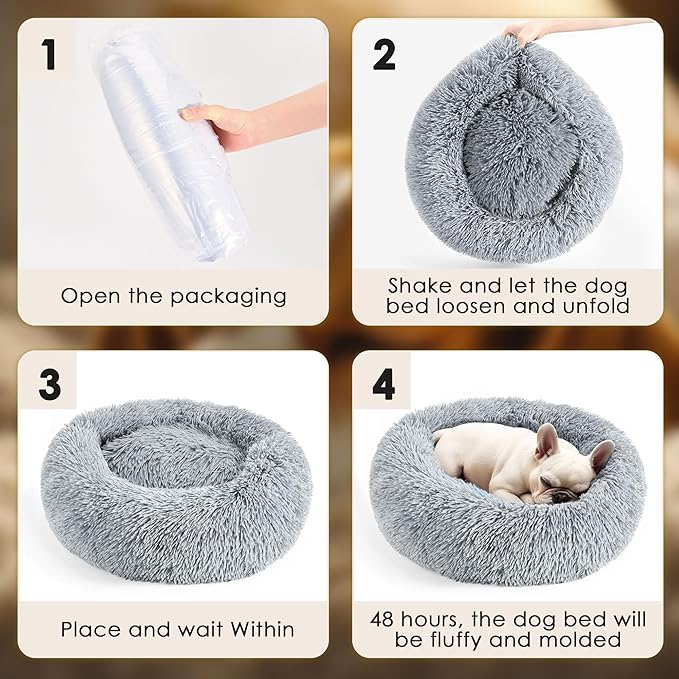 Dogs Bed for Small Dogs, Anti-Anxiety Washable Round Bed - Image 7