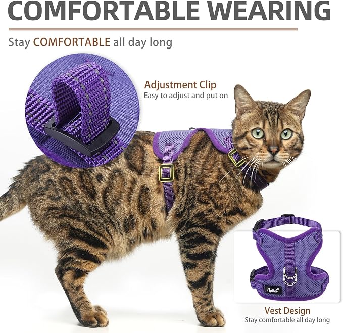 PUPTECK Cat Harness and Leash Set Escape Proof, Reflective Adjustable Soft Mesh - Image 4