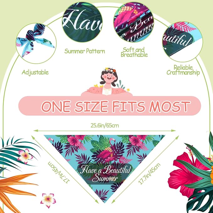 Chunful 50 Pcs Dog Bandanas Bulk Summer Flora Dog Bandanas Pet Triangle Scarf - Image 4