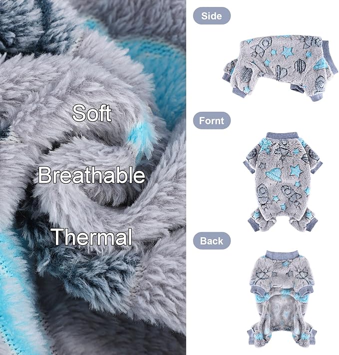 Fleece Dog Pajamas for Small Dogs Boy Warm Winter Dog Clothes Pjs Cute Extra - Image 6