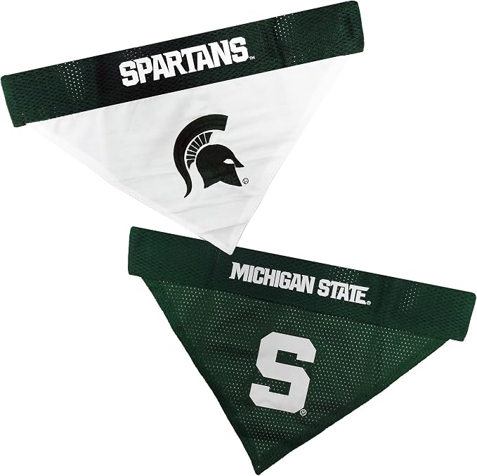Pets First Collegiate Pet Accessories, Reversible Bandana, Michigan State by PETSFIRST
