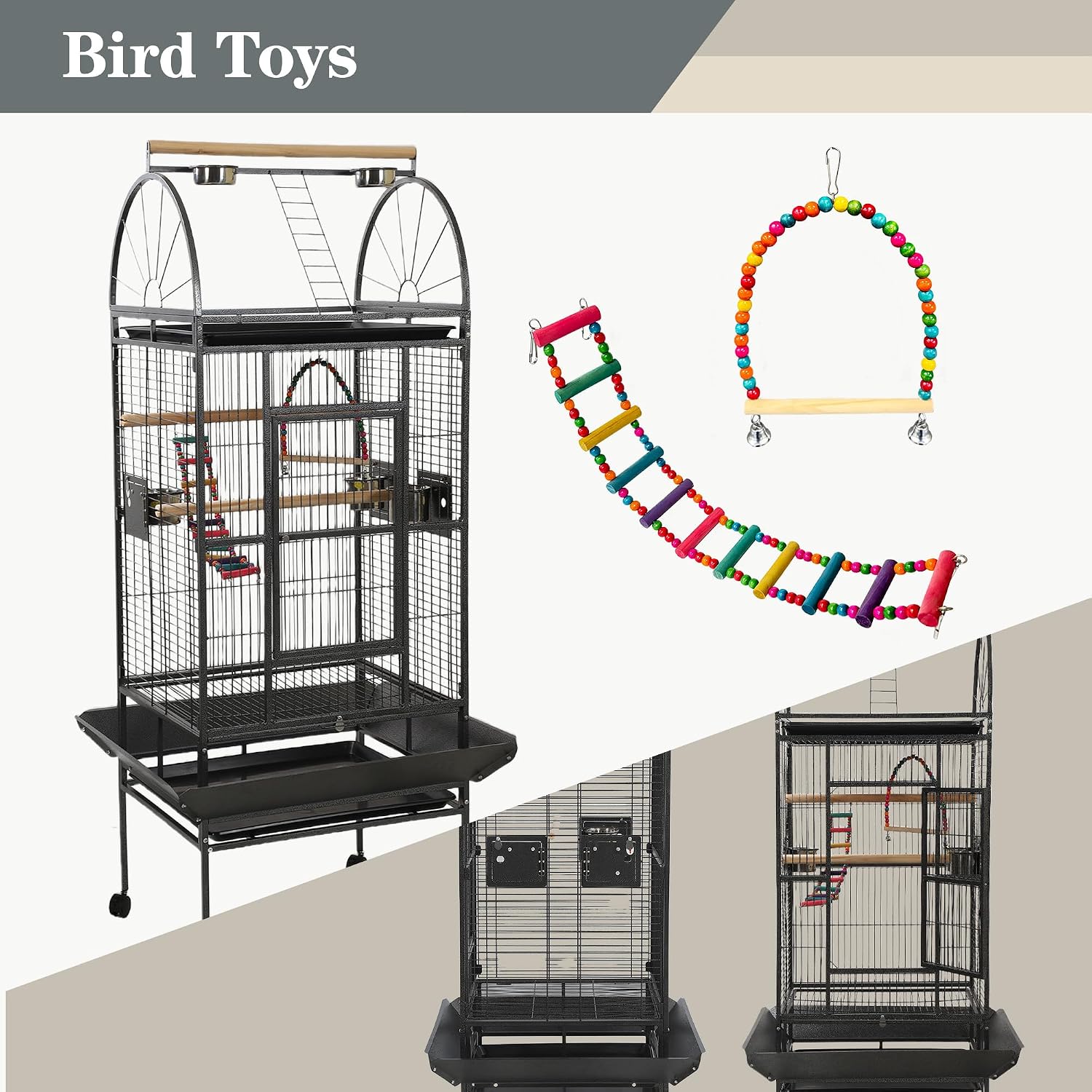69 Inch Large Bird Flight Cage with Birdcage Cover - GlobalHabitat Supply