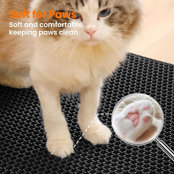 Jumbo Cat Litter Mat, 46x26 Inches Double Layer Honeycomb Litter Trapping Mat - Image 7