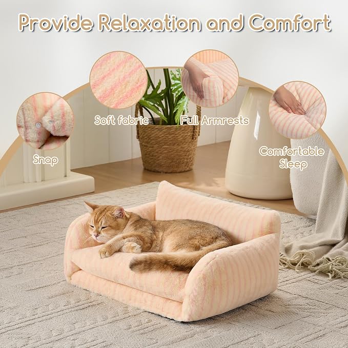 Hollypet Cat Bed Fluffy Plush Mutifuctional Double-Layer Soft Pet Couch - Image 6