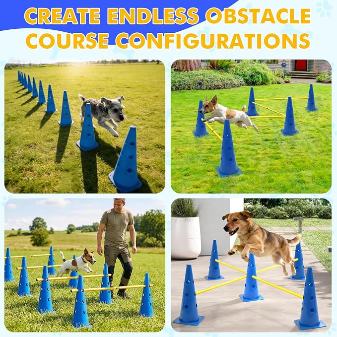 Wdmiya 18.9" Dog Agility Training Hurdle Cone Set, Dog Agility Course Backyard - Image 8