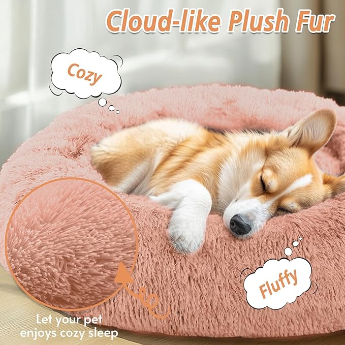 JOLLYVOGUE Calming Dog Bed Large Size Dog, Anti-Anxiety Donut Large Pet Bed - Image 2