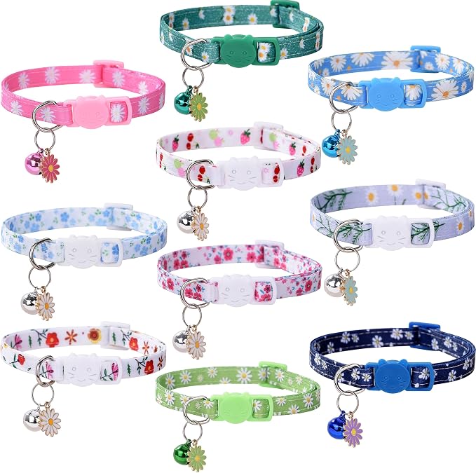 10PC Floral Cat Collar Set by DALOO
