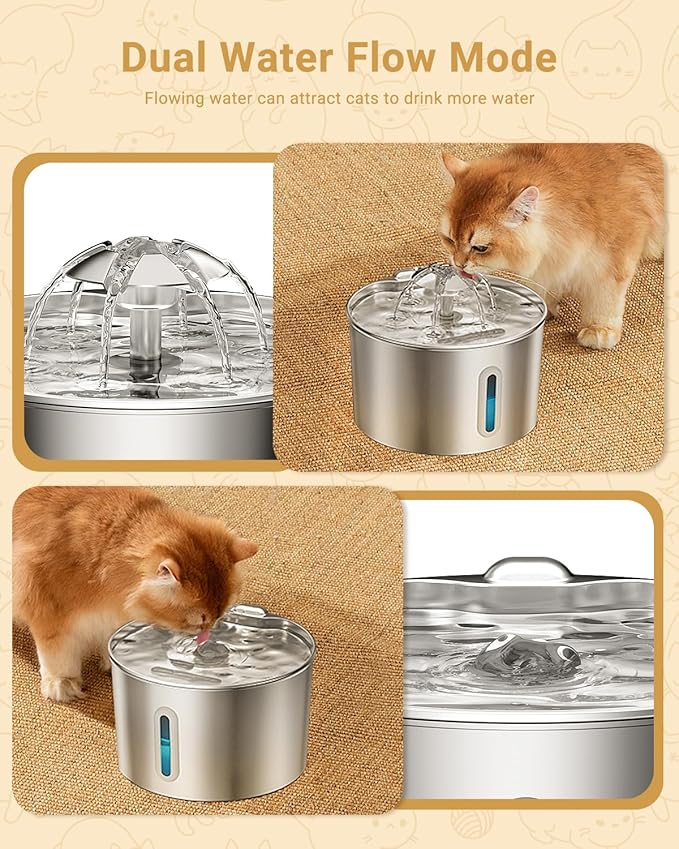 Cat Water Fountain Stainless Steel - 74oz/2.2L Pet Gift Dog Water Dispenser - Image 3