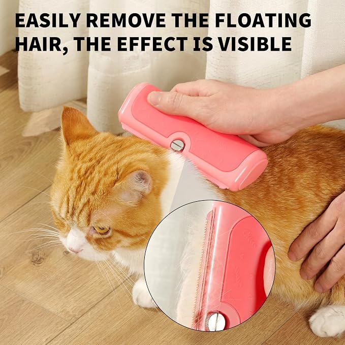 Cat & Small Pet Deshedding Brush & Shedding Blade, Gentle Undercoat Grooming - Image 3