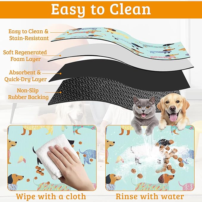 Dachshund Dog Cat Food Mat, Absorbent Waterproof Placemat - Image 5