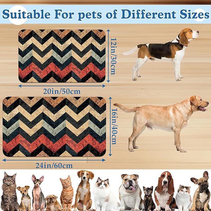 Vintage Plaid Pet Food Mat for Cats and Dogs–Christmas Stocking Absorbent Quick - Image 2