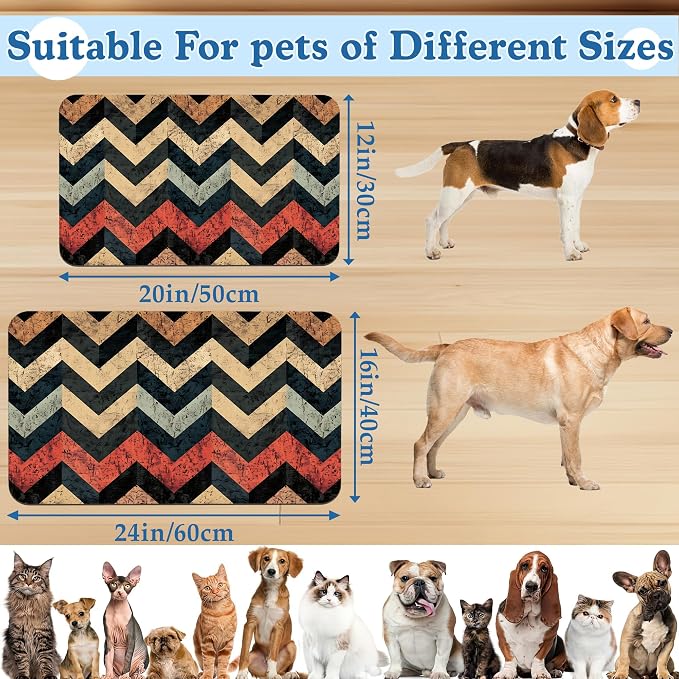 Vintage Plaid Pet Food Mat for Cats and Dogs–Christmas Stocking Absorbent Quick - Image 2