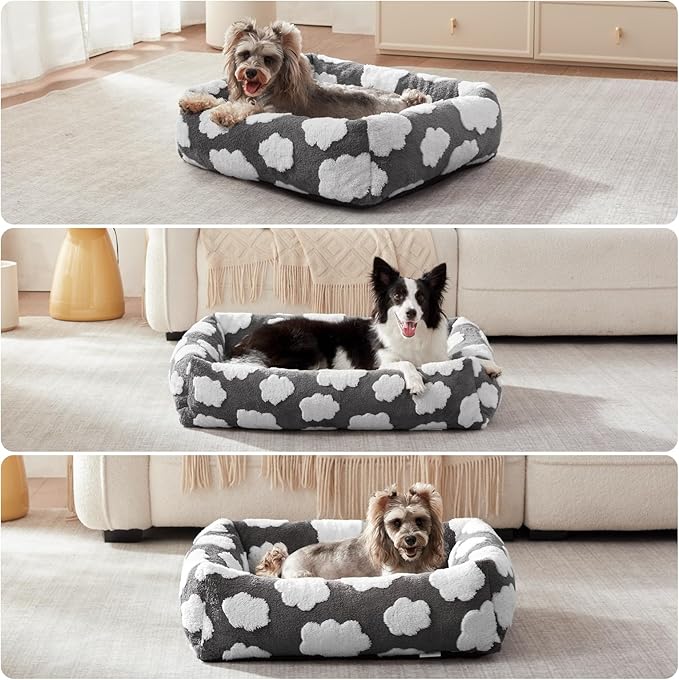 JOEJOY Cute Dog Bed Medium Size Dog, Rectangle Soft Furry Dog Beds - Image 5