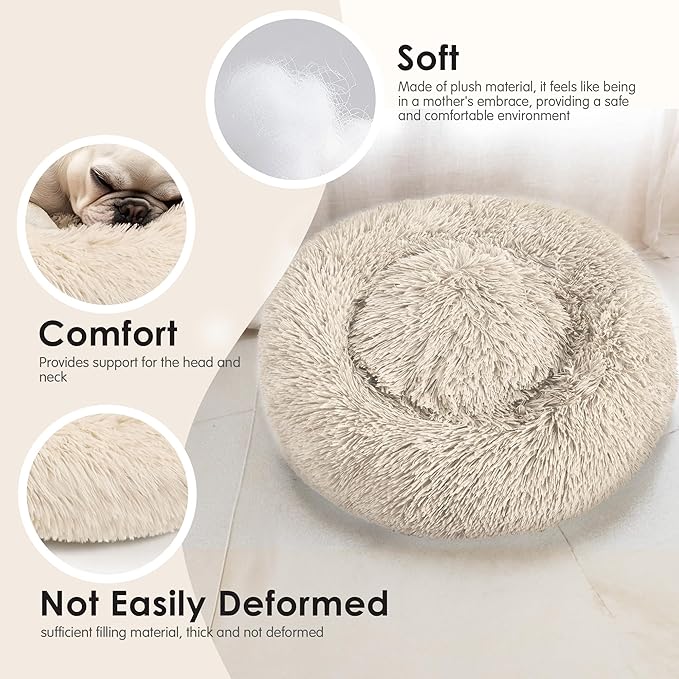 28in Large Dog Bed, Medium Size Dog and Cats, Calming Donut Bed - Image 4