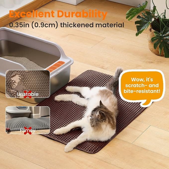 Extra Large Cat Litter Mat, 30x22 Inches Honeycomb Double Layer Cat Litter - Image 6
