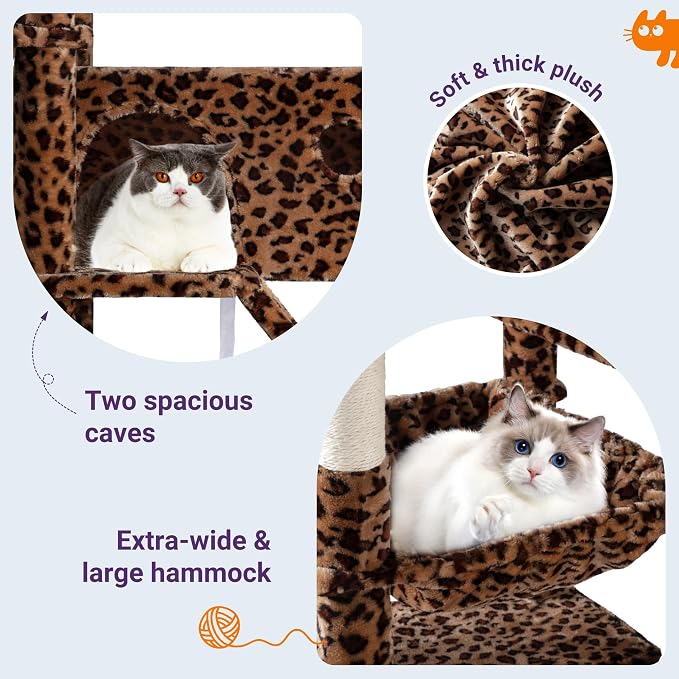 Allewie 81 Inches Tall Cat Tree/Multi-Level Large Climbing Tree House and Towers - Image 6