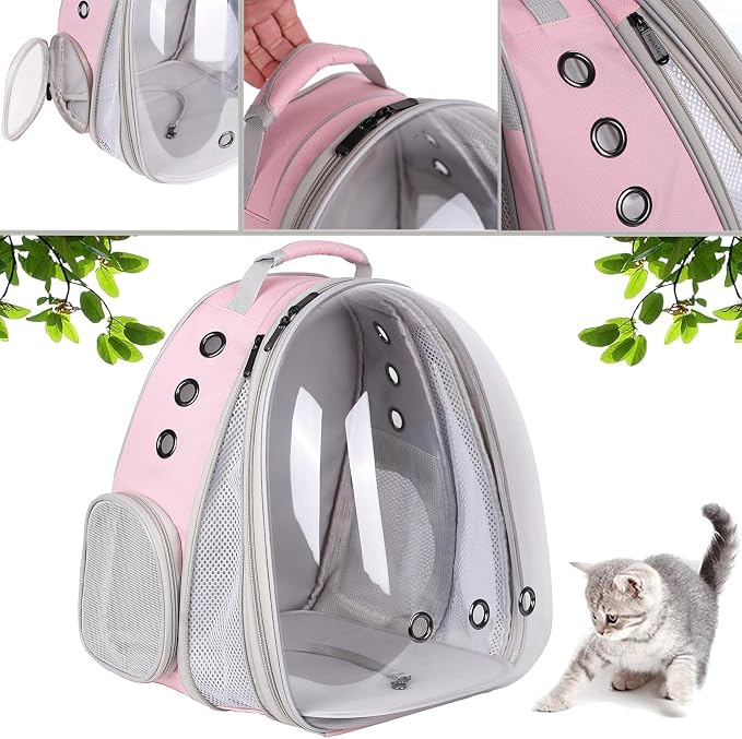 Front Expandable Cat Backpack Carrier, Fit up to 20 lbs, Space Capsule Bubble - Image 4