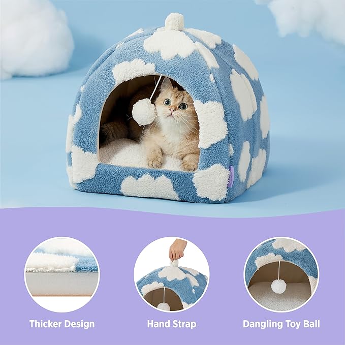 Lesure Cute Cat Beds for Indoor Cats - 2 in 1 Large Cat Cave Bed for Puppy and - Image 5