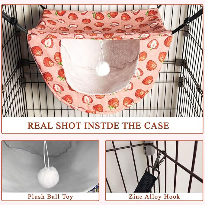 JSPYFITS Cat Cage Hammock with Ball, Double Layer Hanging Adjustable Soft Pet - Image 9