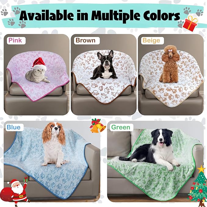 Green Soft Puppy Blanket, with Flannel Green Cute Paw Print, 24 * 32 inches - Image 5