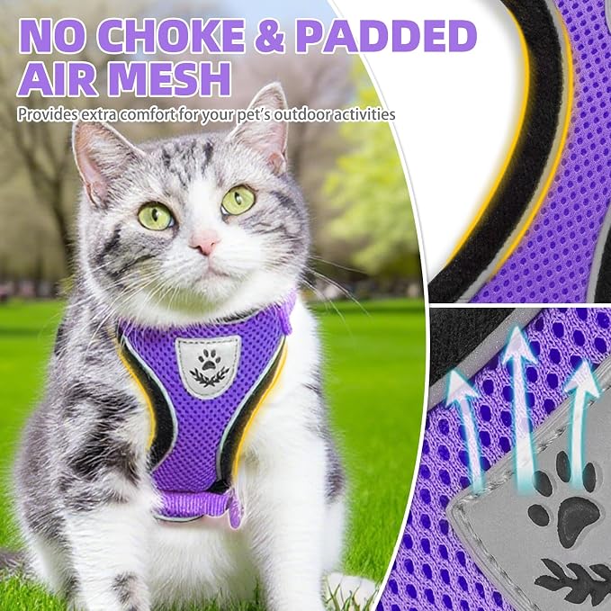 PUPTECK Cat Harness and Leash Set Escape Proof Reflective Cat Walking Harness - Image 3
