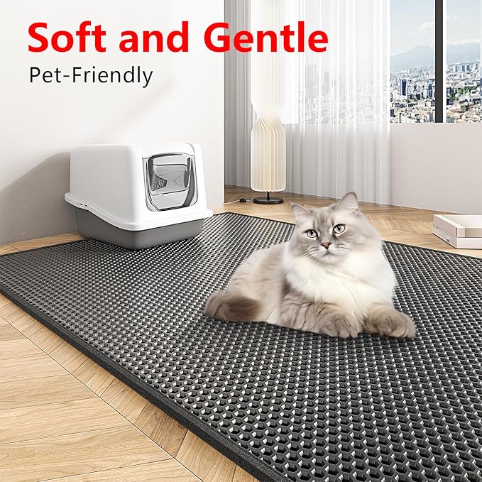 Cat Litter Box Mat: 47"x 36" Waterproof Kitty Cat Litter Trapping Mat, - Image 6
