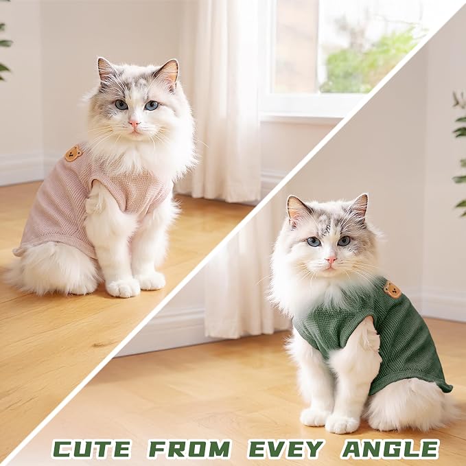 Waffle Knit Cat & Dog T Shirt for Small Dogs, Stretchable Puppy Shirt for - Image 7