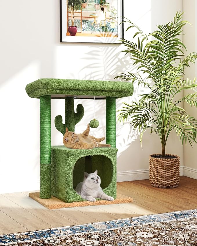 SYANDLVY 27" Cactus Cat Tree for Indoor Cats, Modern Kitten Condo - Image 2
